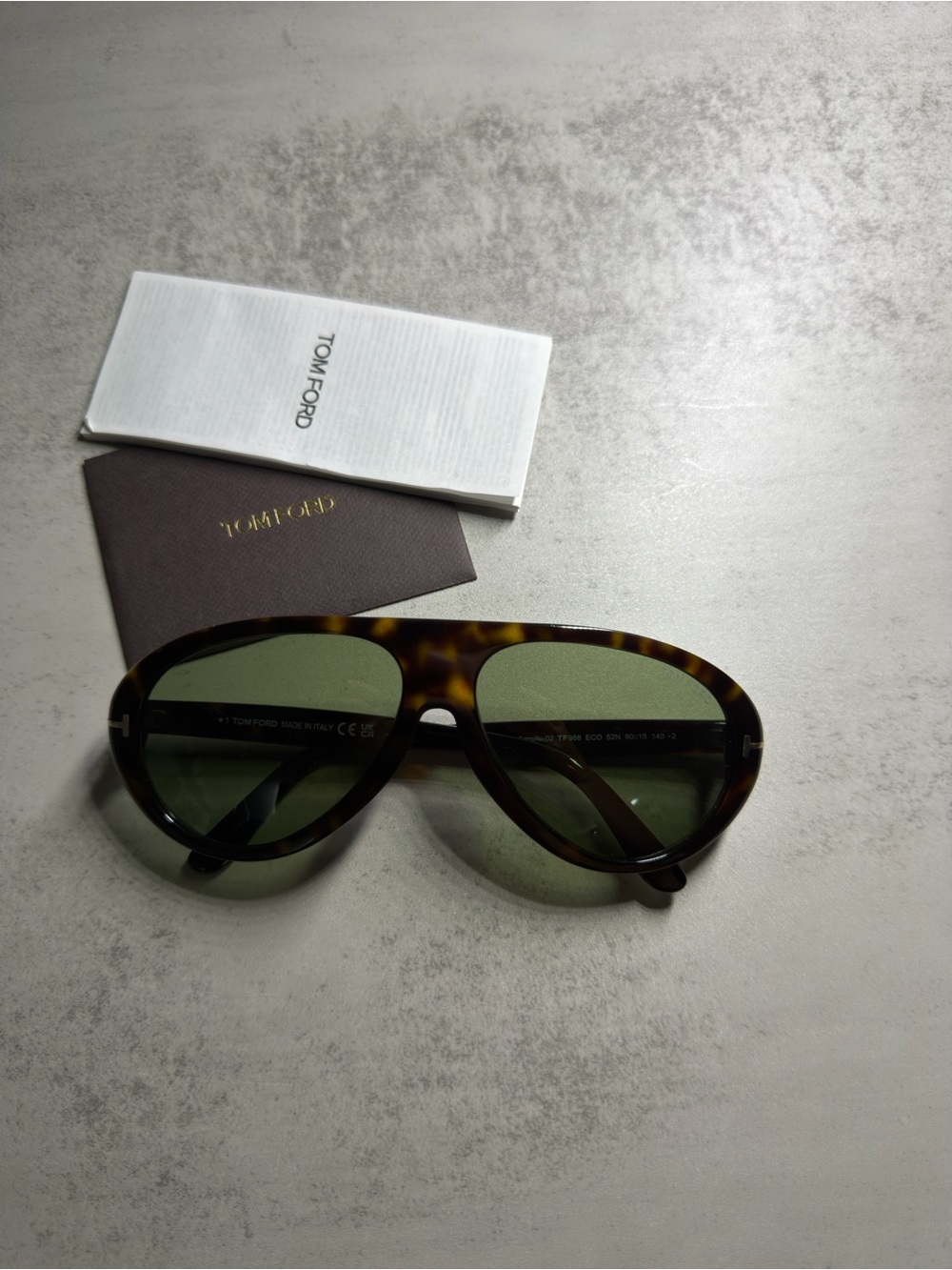 Tom Ford Camillo-02 TF988 52N Men's Sunglasses - Green Lenses